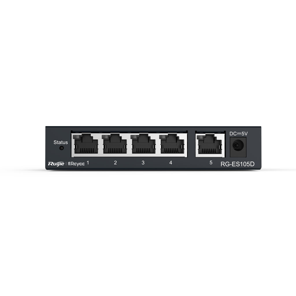Reyee by Ruijie RG-ES105D 5-Port 10/100Mbps Unmanaged Desktop Switch Fast Ethernet Plug & Play Network Switch SOHO