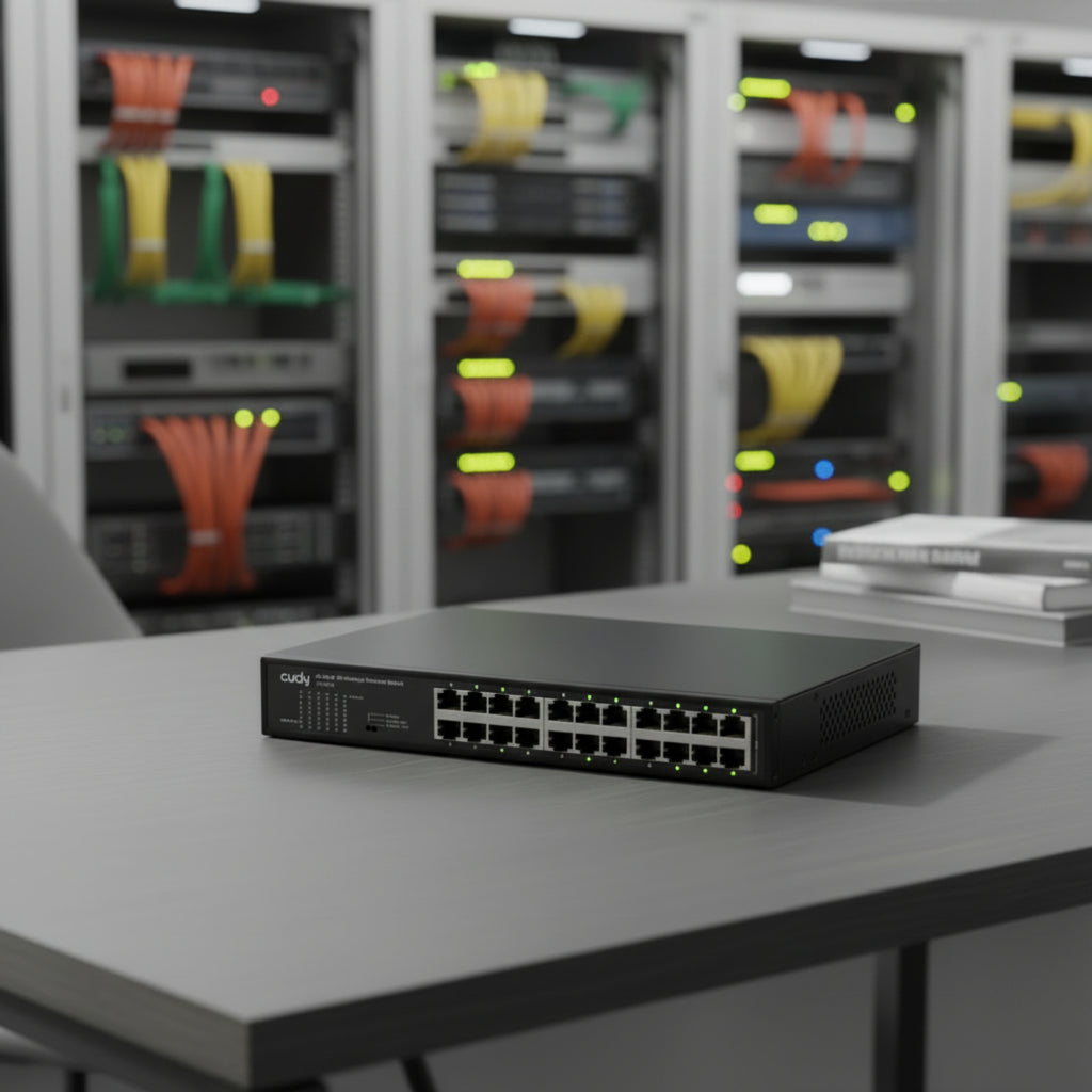CUDY GS1016 16-port gigabit unmanaged switch rackmount setup