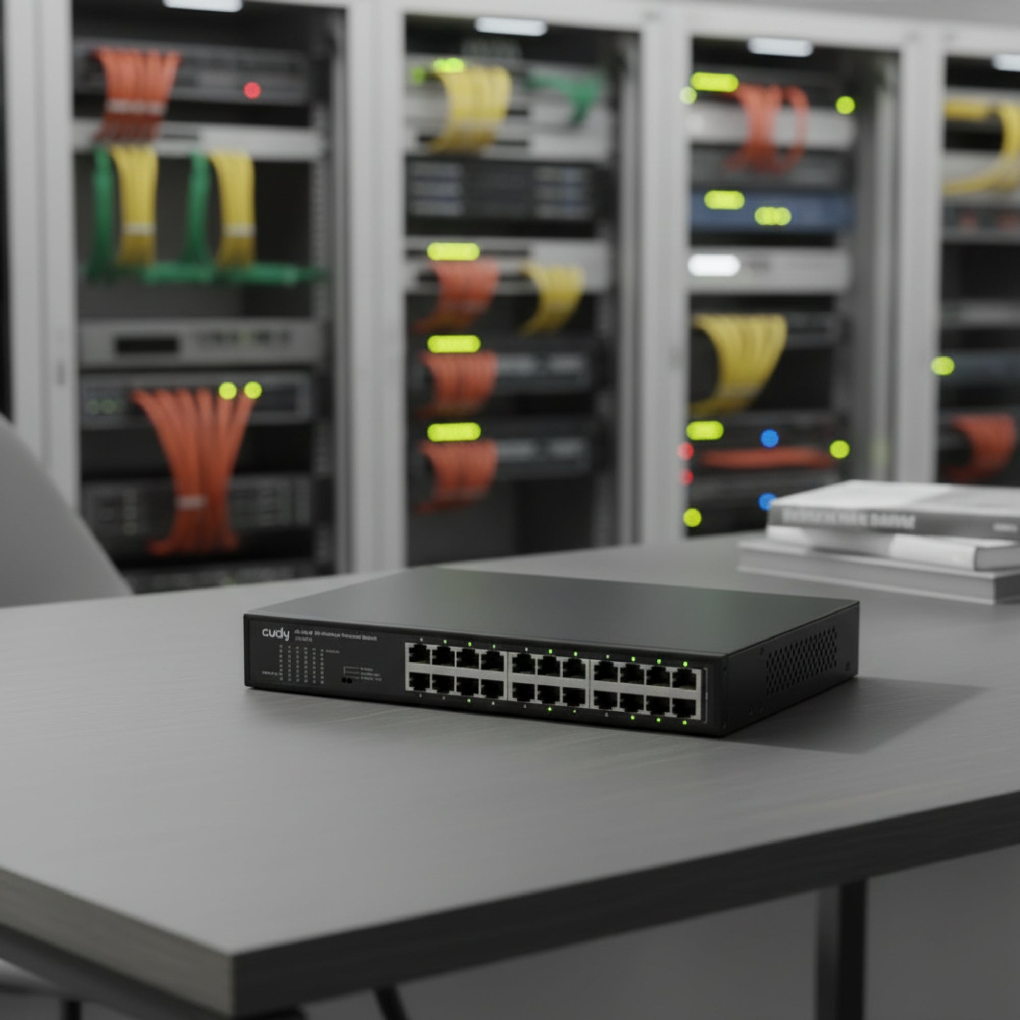 CUDY GS1016 16-port gigabit unmanaged switch rackmount setup