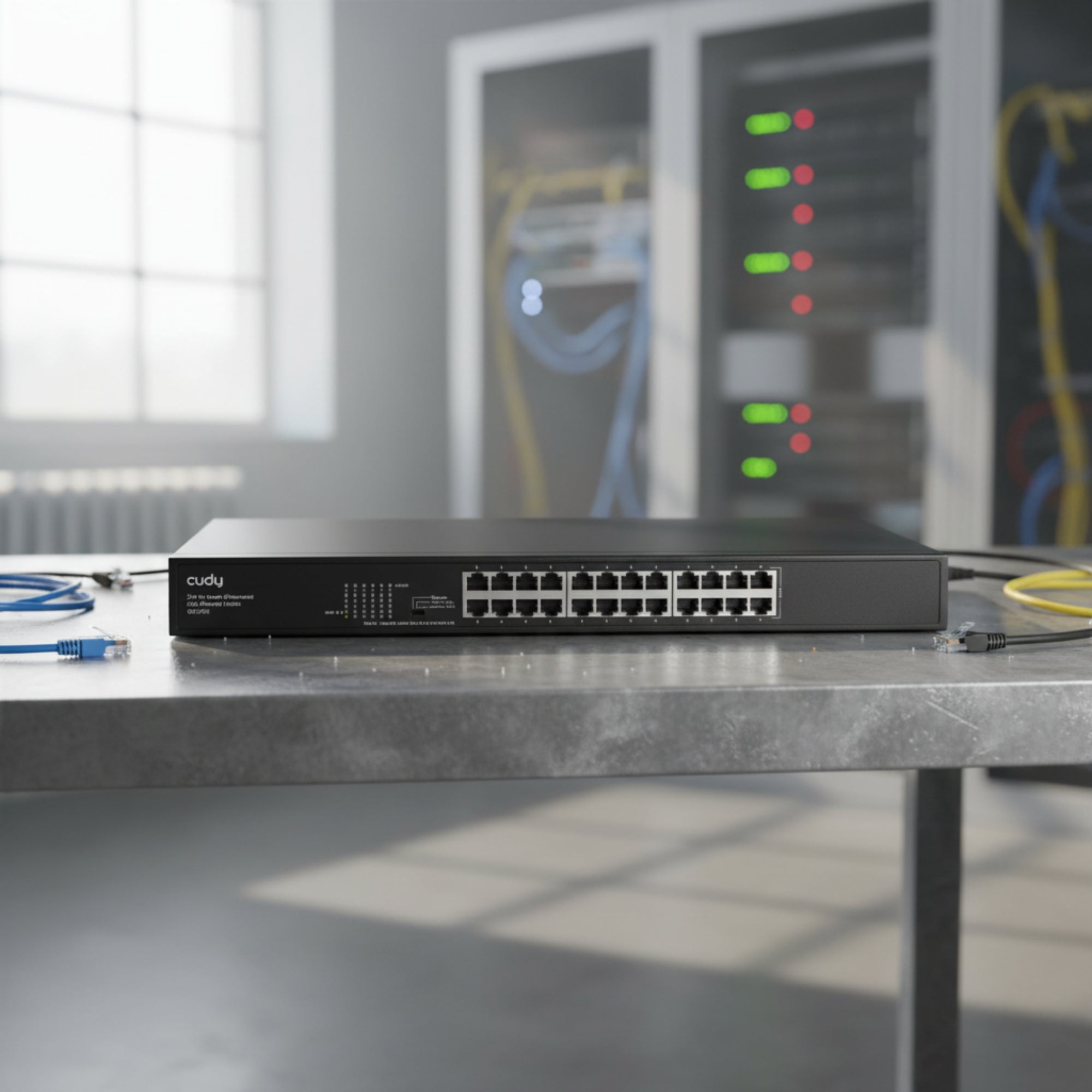 CUDY GS1024E 24-port gigabit easy managed switch rackmount setup