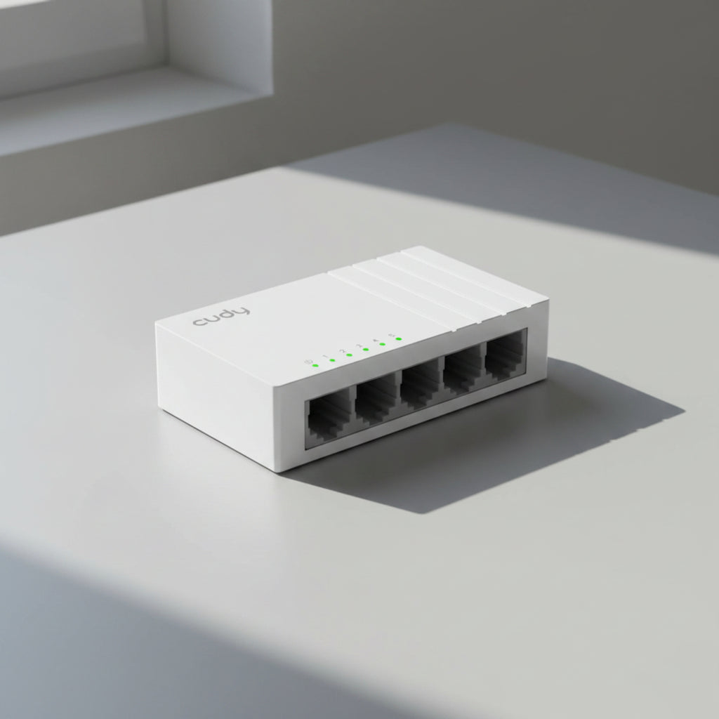 CUDY FS105D 5-port Fast Ethernet switch compact desktop setup