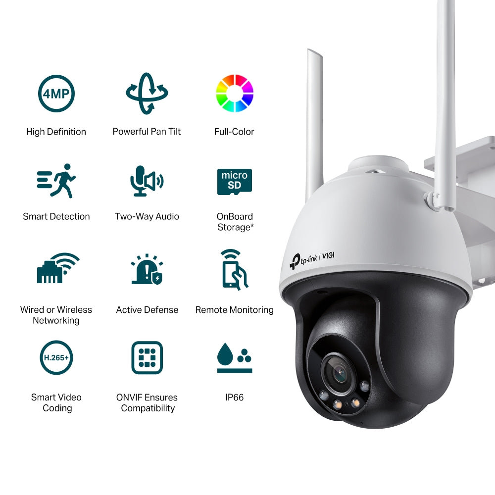 TP-Link VIGI C540-W 4MP Outdoor Full-Color Wi-Fi Pan Tilt Network Camera