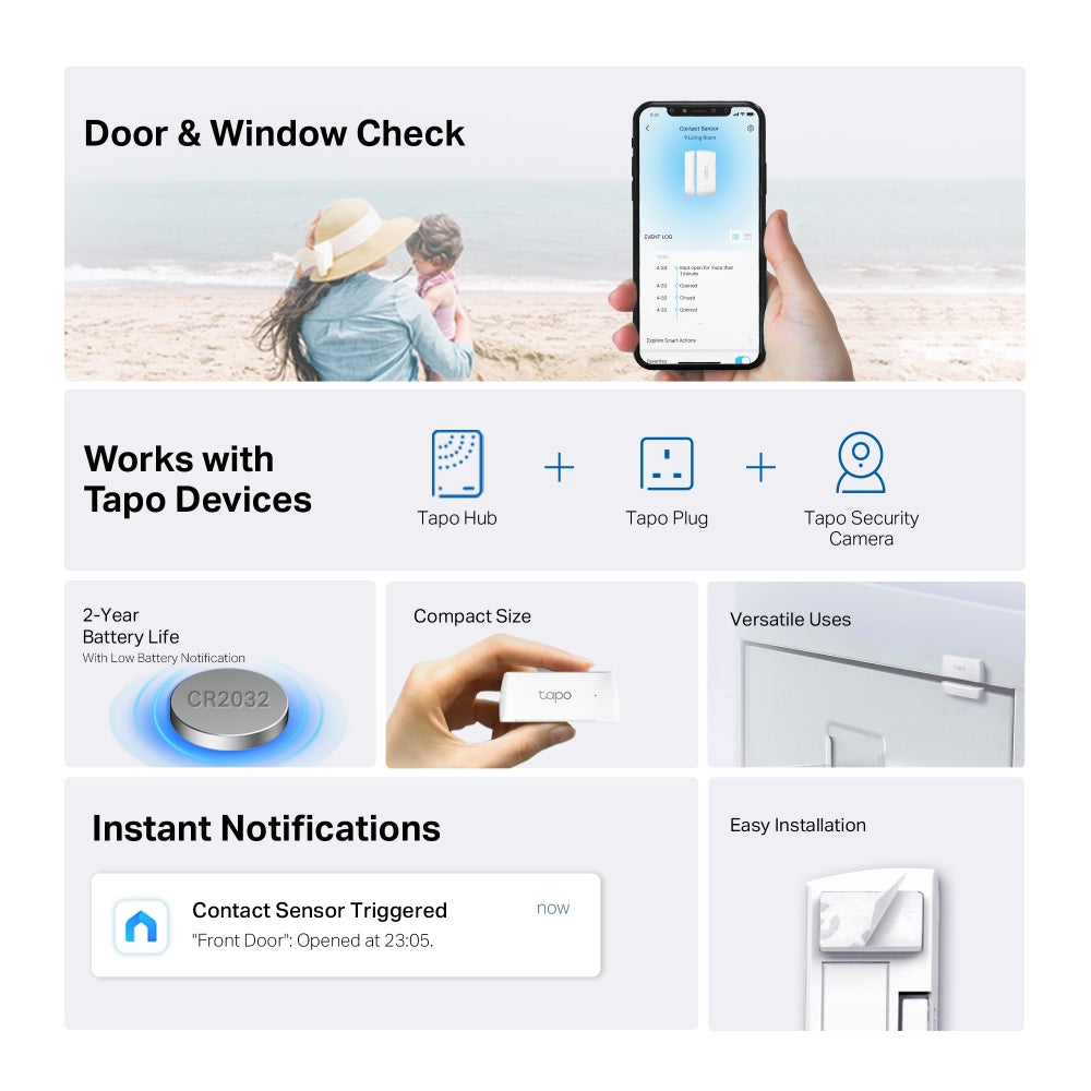 Tapo T110 Smart Contact Sensor – Door & Window Security Sensor with Real-Time Monitoring & Instant Alerts
