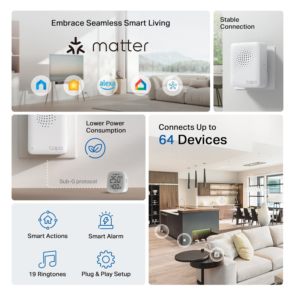 Tapo H100 Smart Hub with Chime – Smart Home Hub for Sensors, Alerts & Doorbell Notifications