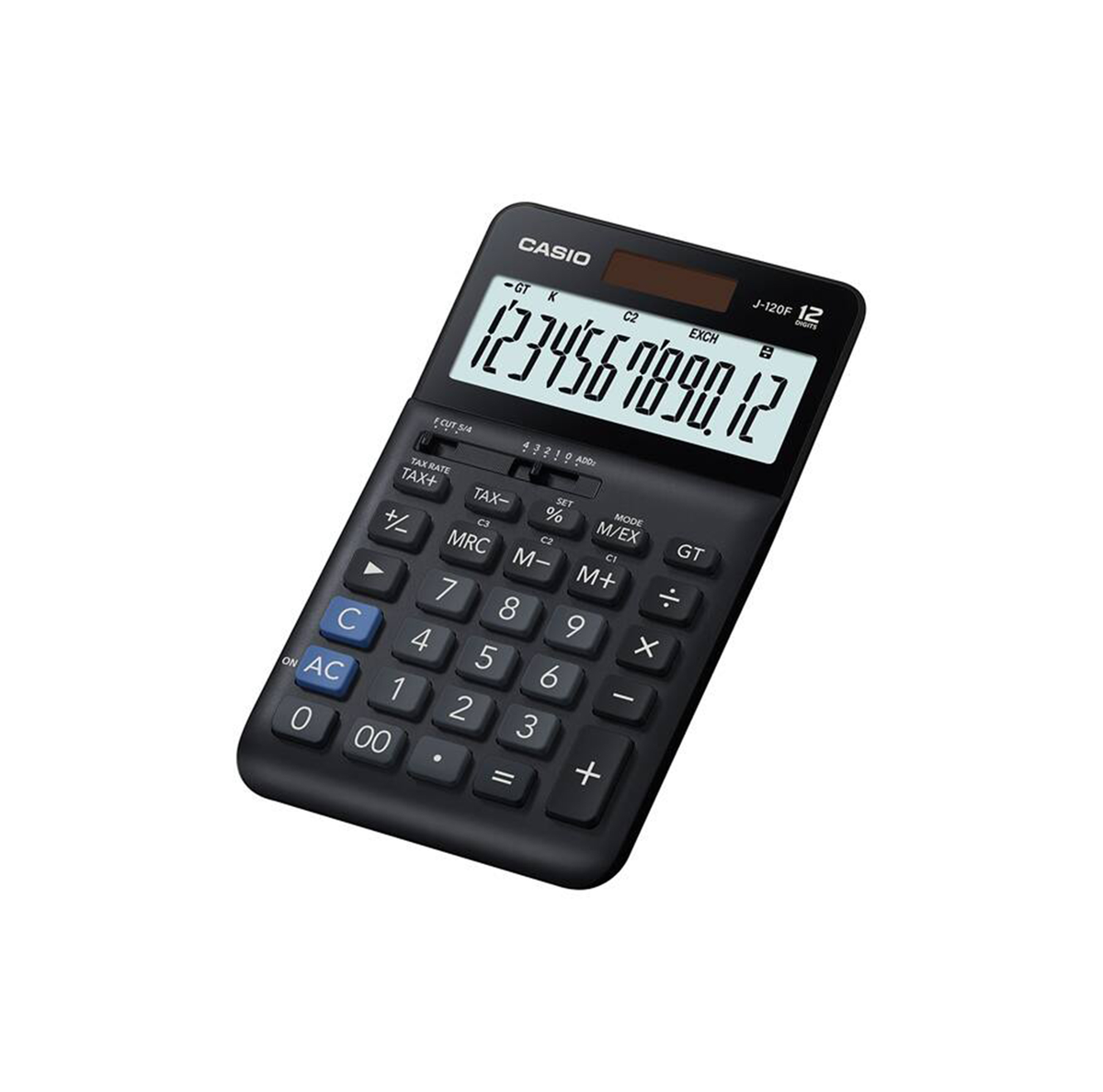 Casio J-120F 12-Digit Desk Calculator Solar & Battery Currency Exchange Tax GT