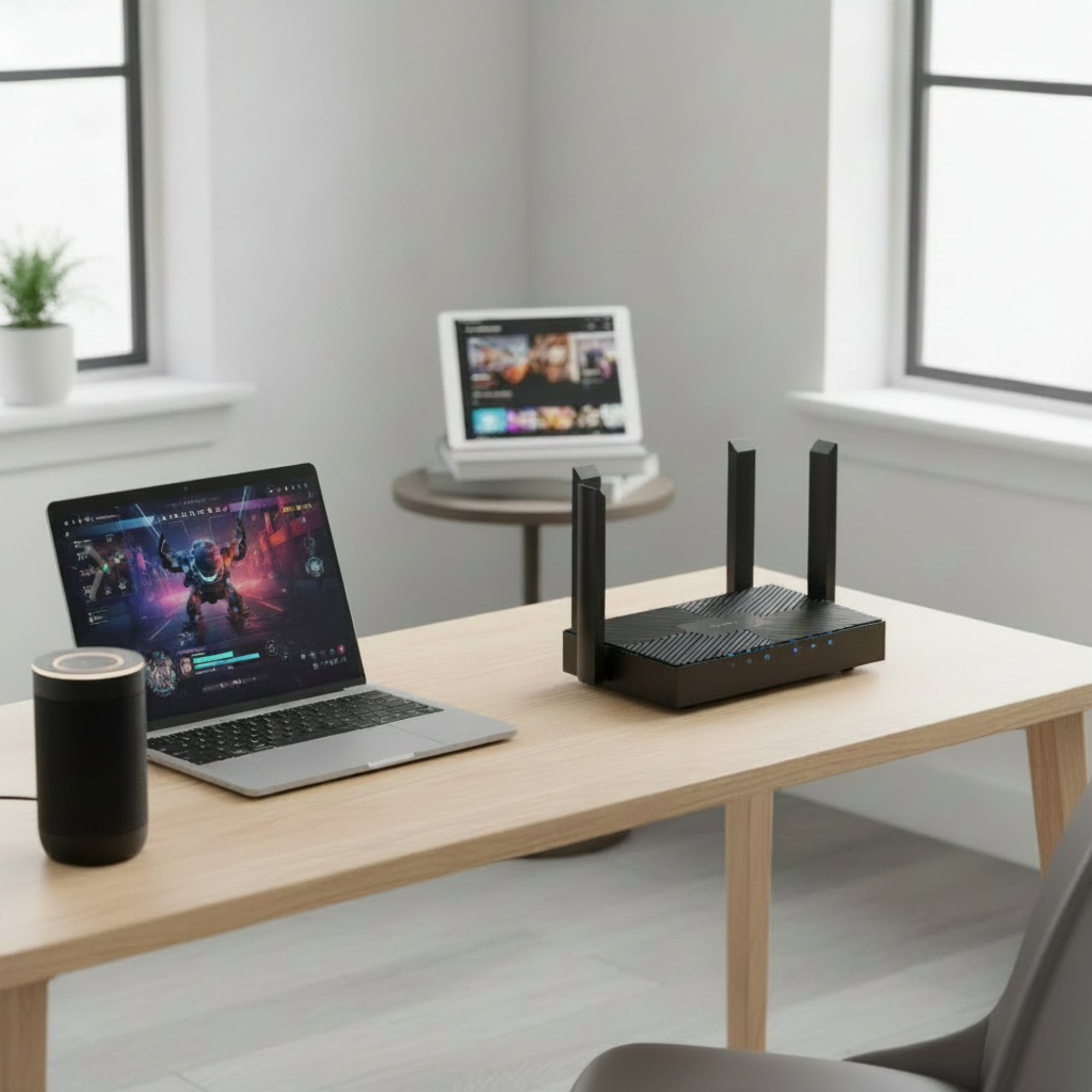 CUDY WR3000 AX3000 WiFi 6 router home office desk setup
