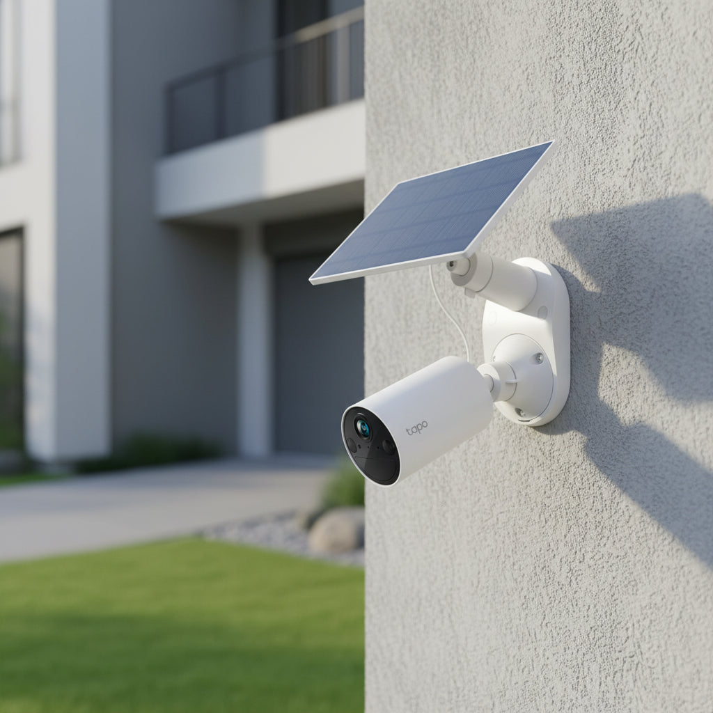 TP-Link Tapo C411 battery powered outdoor security camera mounted on house exterior wall