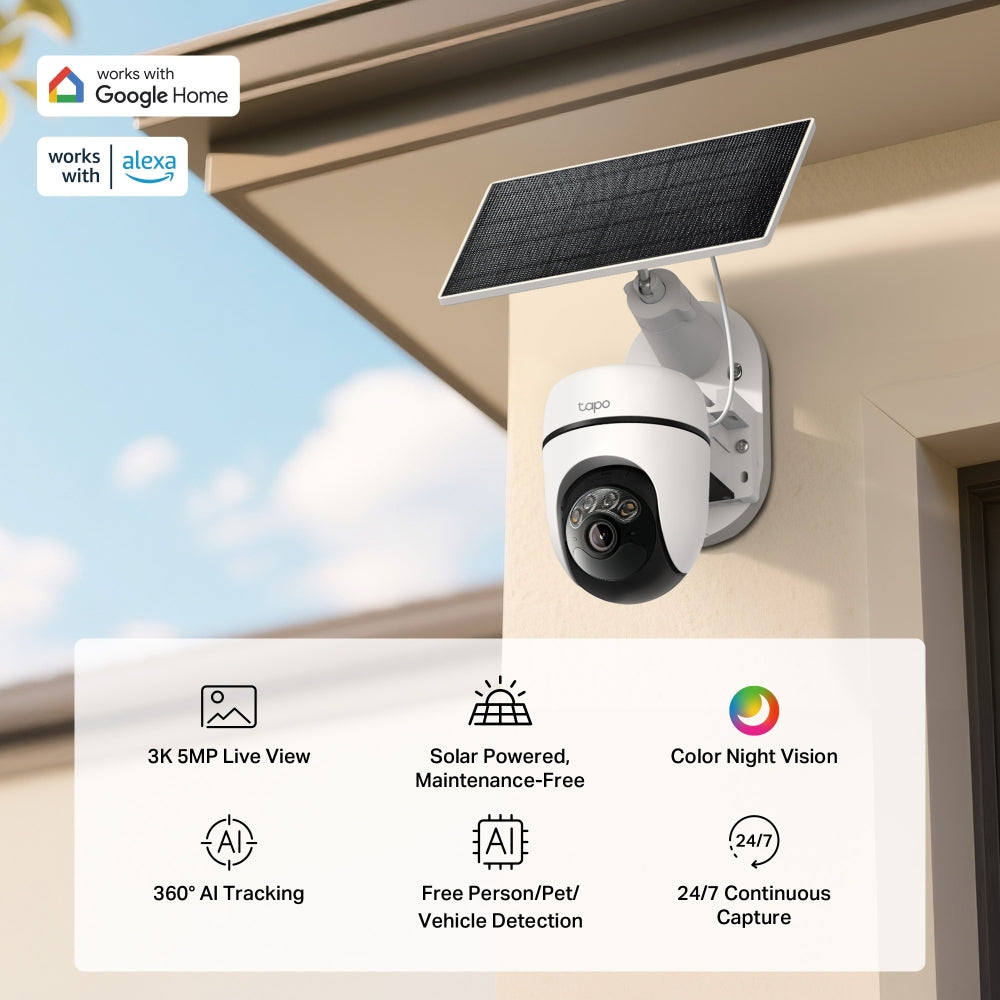 Tapo C630 KIT Solar-Powered Pan/Tilt Security Camera – 3K Wi-Fi Outdoor Smart Camera with AI Tracking & Solar Charging