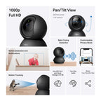 Tapo C201 Pan/Tilt Home Security Wi-Fi Camera – 1080p Smart Indoor Camera with 360° Coverage, Motion Tracking, Night Vision & Two-Way Audio