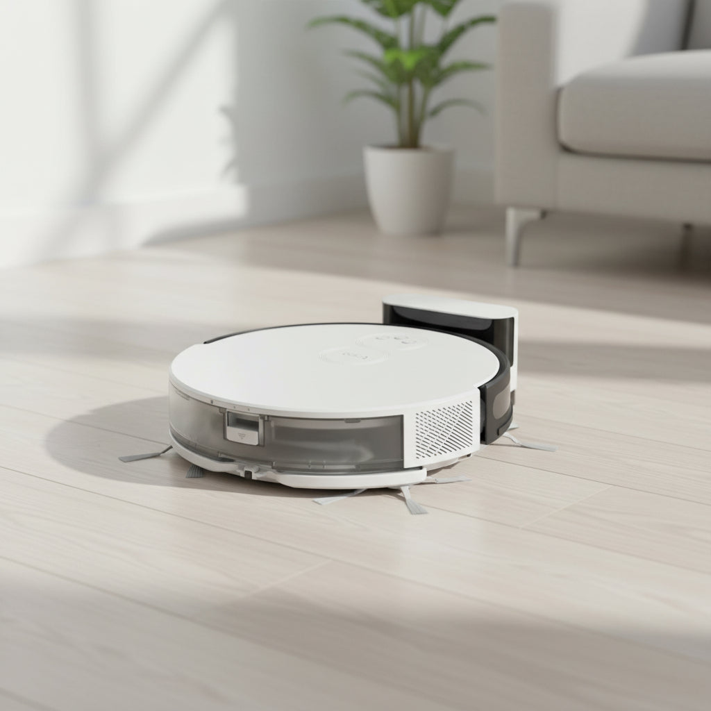 TP-Link Tapo RV10 robot vacuum cleaning modern living room floor