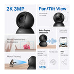 Tapo C211 Pan/Tilt Home Security Wi-Fi Camera – 2K 3MP Smart Indoor Camera with 360° View, Motion Tracking, Night Vision & Privacy Zone