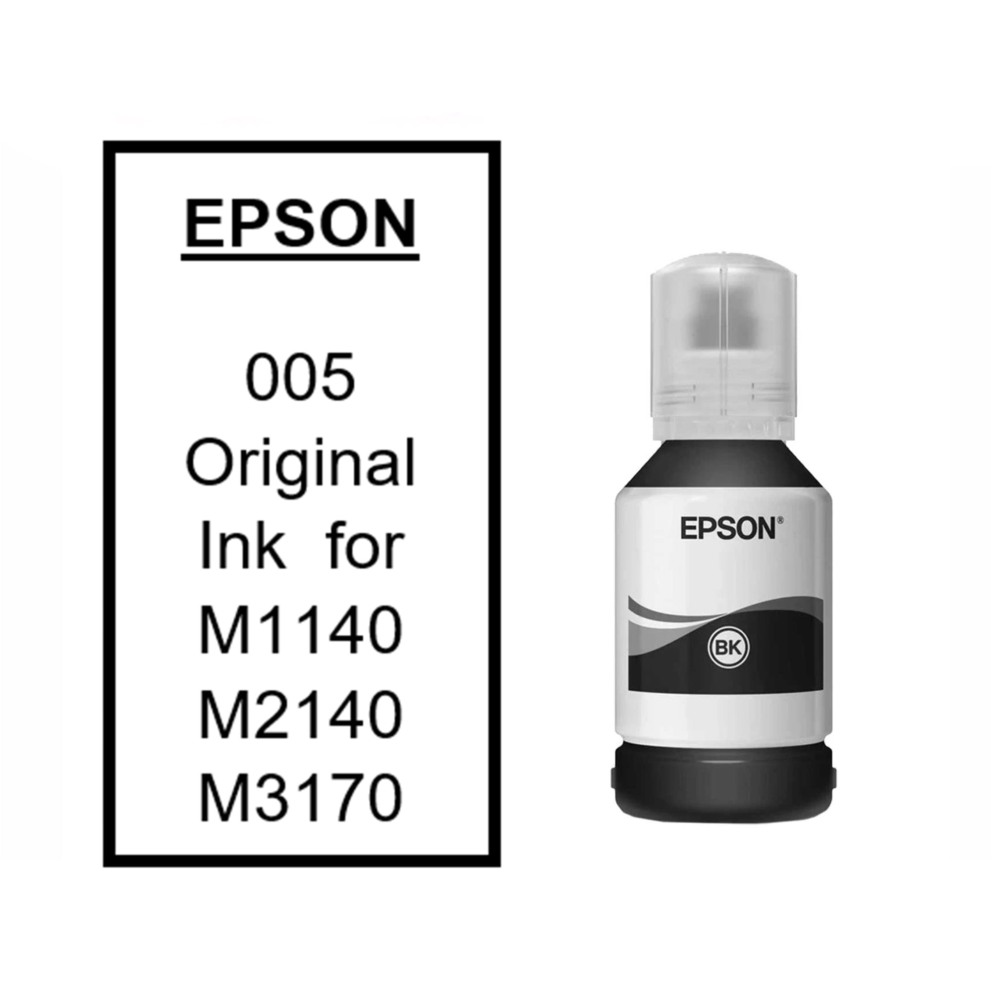 Epson 005 Black Ink Bottle 120ml (C13T03Q100) – High Yield Original EcoTank Refill Ink for Ultra-Low-Cost Printing