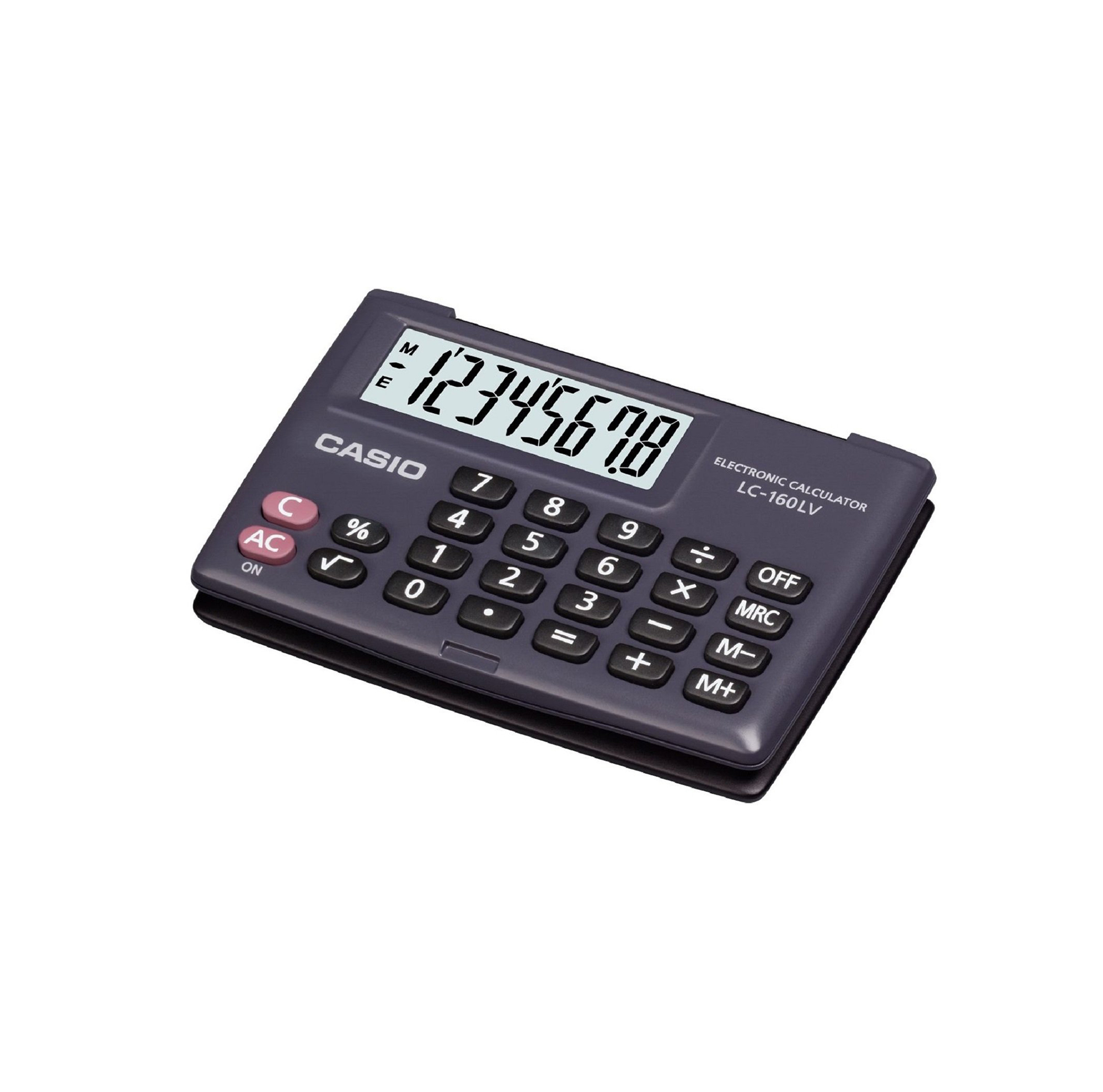 Casio LC-160LV-BK 8-Digit Practical Calculator Dual Leaf Type Portable Financial Tool with Extra Large Display