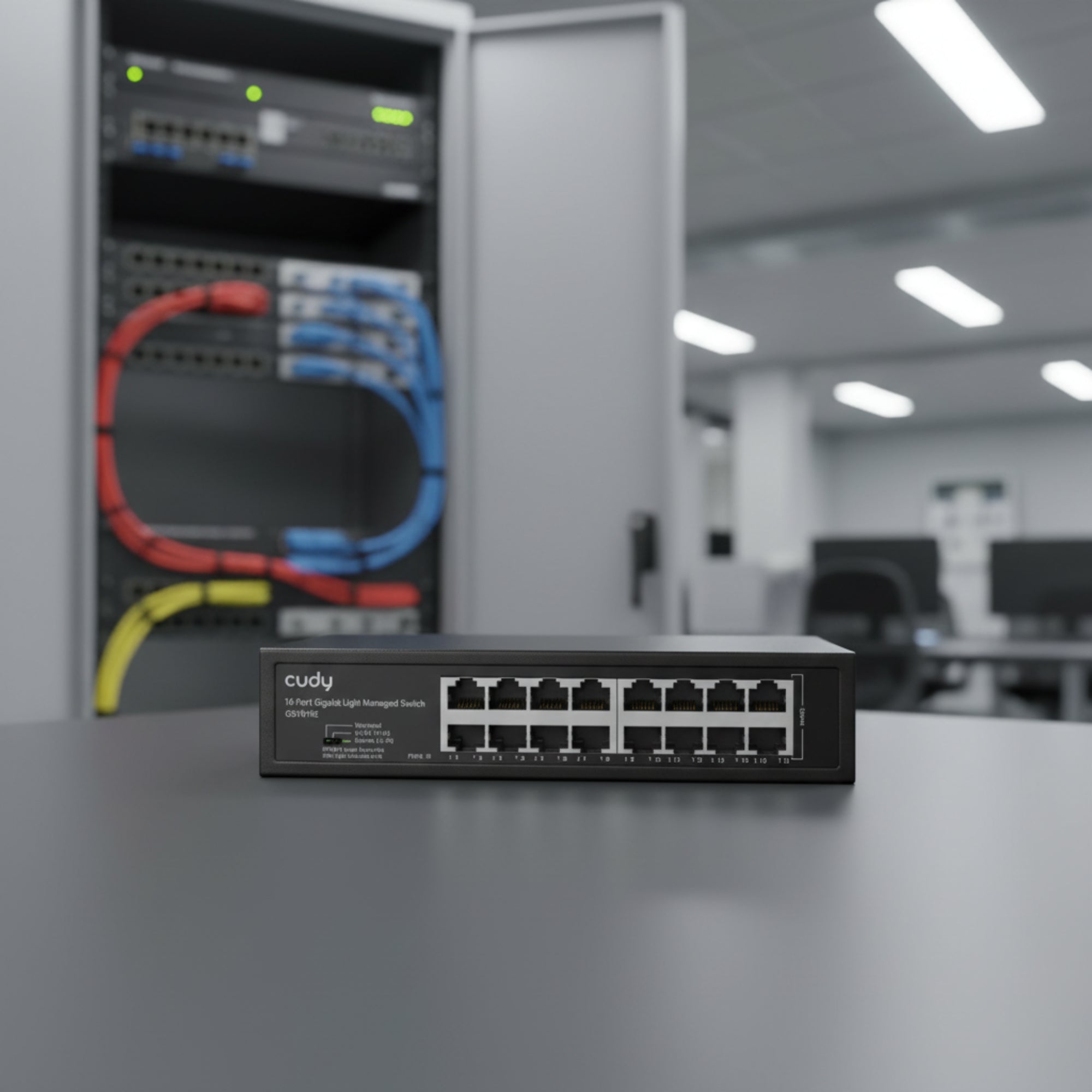 CUDY GS1016E 16-port gigabit easy managed switch rackmount setup