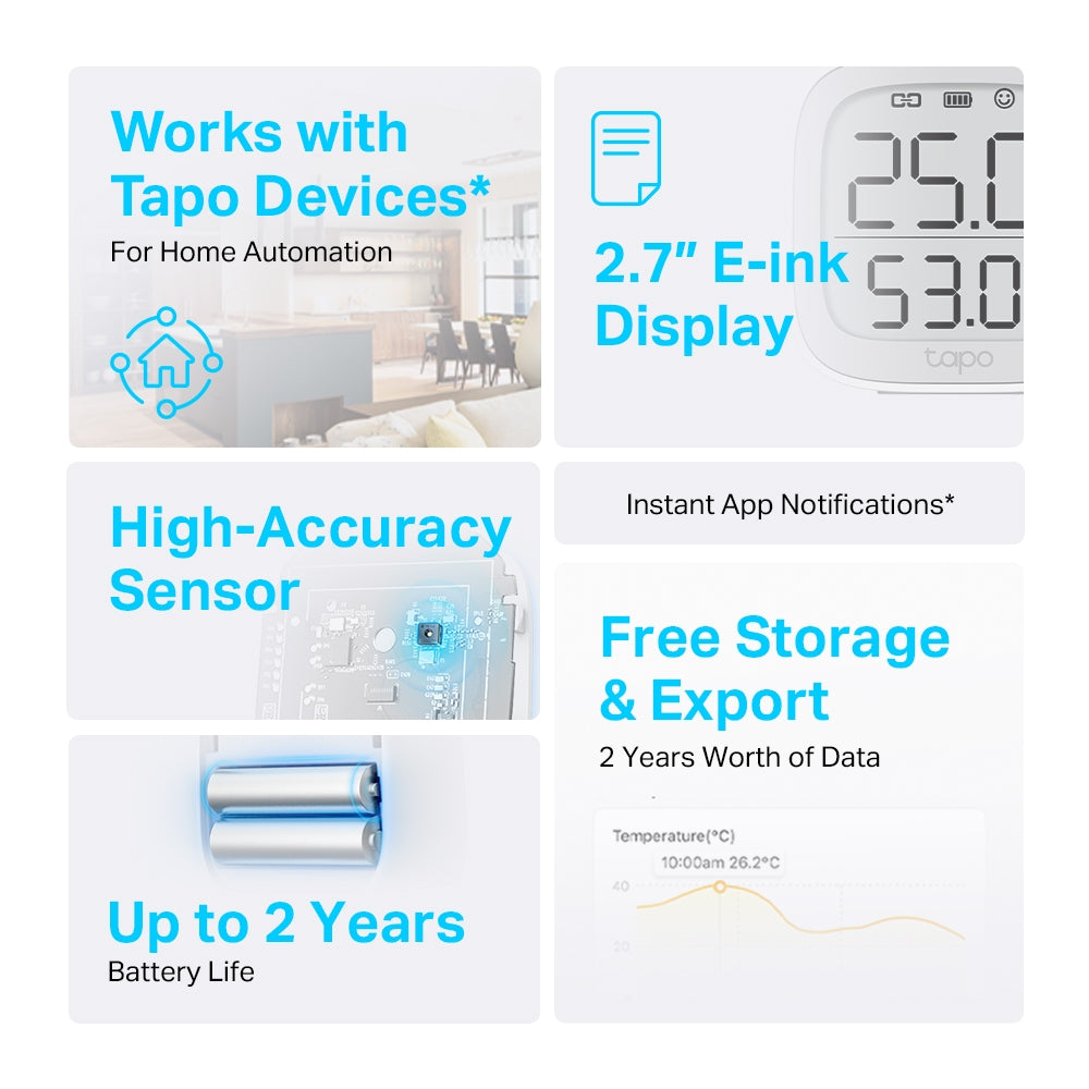 Tapo T315 Smart Temperature & Humidity Monitor – WiFi Sensor with App Alerts & Smart Home Integration