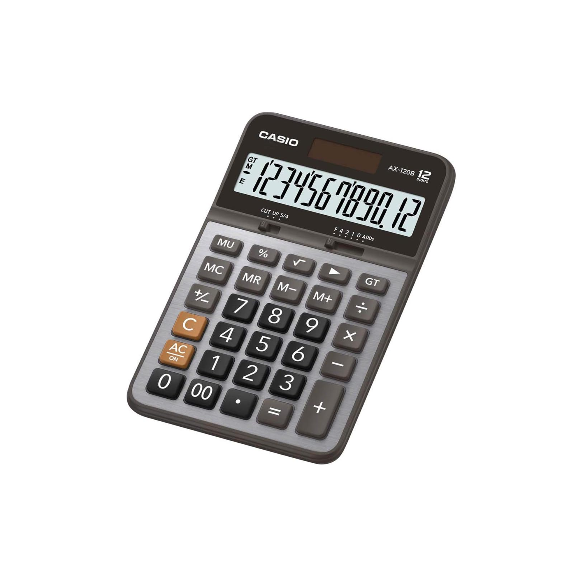 Casio AX-120B 12-Digit Compact Desk Calculator Extra Large Display GT Mark-Up Solar & Battery