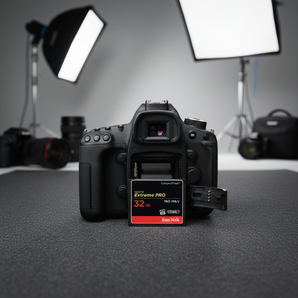 SanDisk Extreme Pro CompactFlash memory card for DSLR photography.
32GB 64GB 256GB
