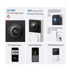 Tapo D130 Smart Wired Video Doorbell – 2K 5MP Ultra-Wide 180° View Door Camera with Color Night Vision, AI Detection & IP65 Weatherproof Design