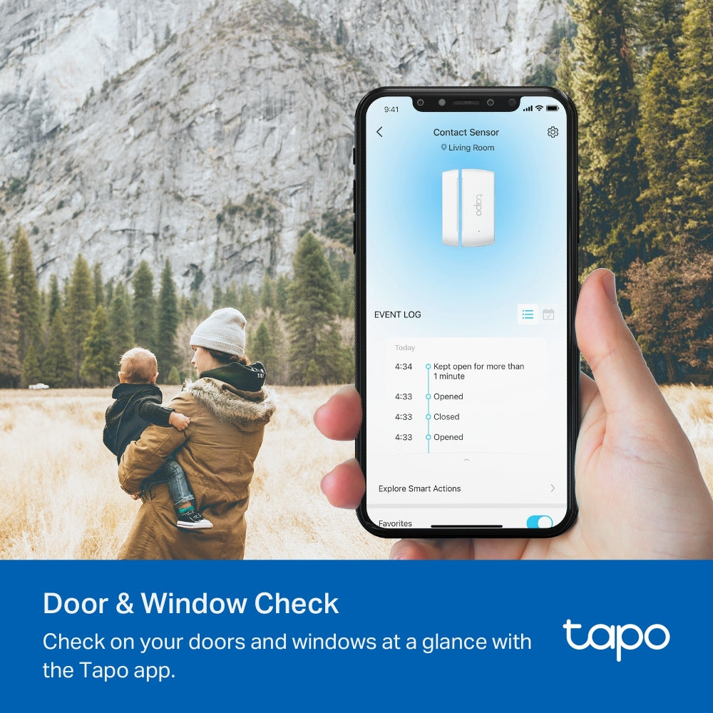 Tapo T110 Smart Contact Sensor – Door & Window Security Sensor with Real-Time Monitoring & Instant Alerts