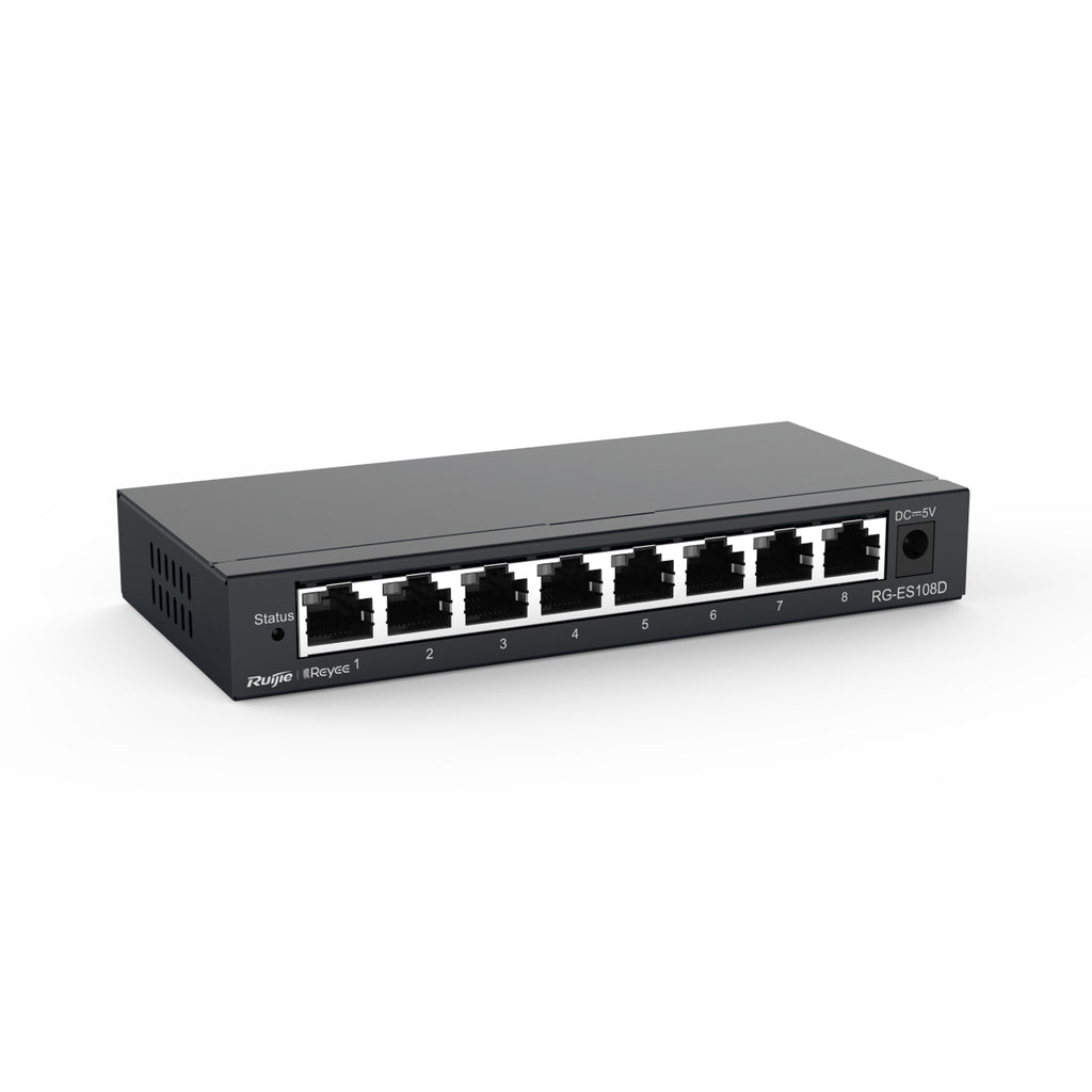 Reyee by Ruijie RG-ES108D 8-Port 10/100Mbps Unmanaged Desktop Switch Fast Ethernet Plug & Play Network Switch SOHO