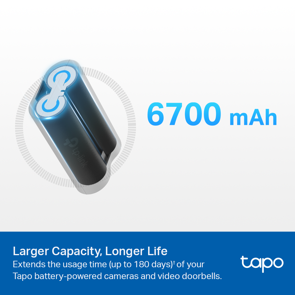 Tapo A100 Battery Pack – 6700mAh Rechargeable Battery for Tapo Wire-Free Cameras & Video Doorbells