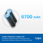 Tapo A100 Battery Pack – 6700mAh Rechargeable Battery for Tapo Wire-Free Cameras & Video Doorbells