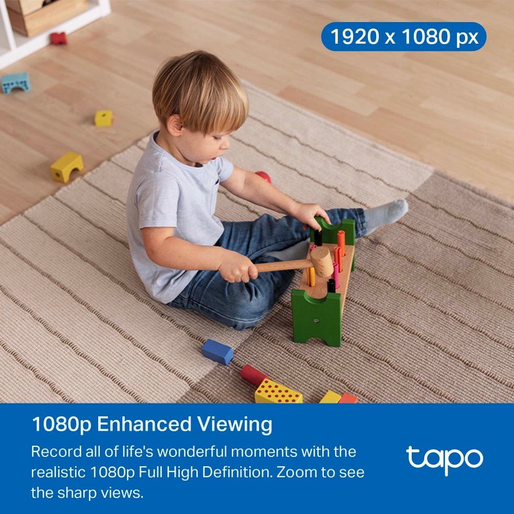 Tapo C201 Pan/Tilt Home Security Wi-Fi Camera – 1080p Smart Indoor Camera with 360° Coverage, Motion Tracking, Night Vision & Two-Way Audio