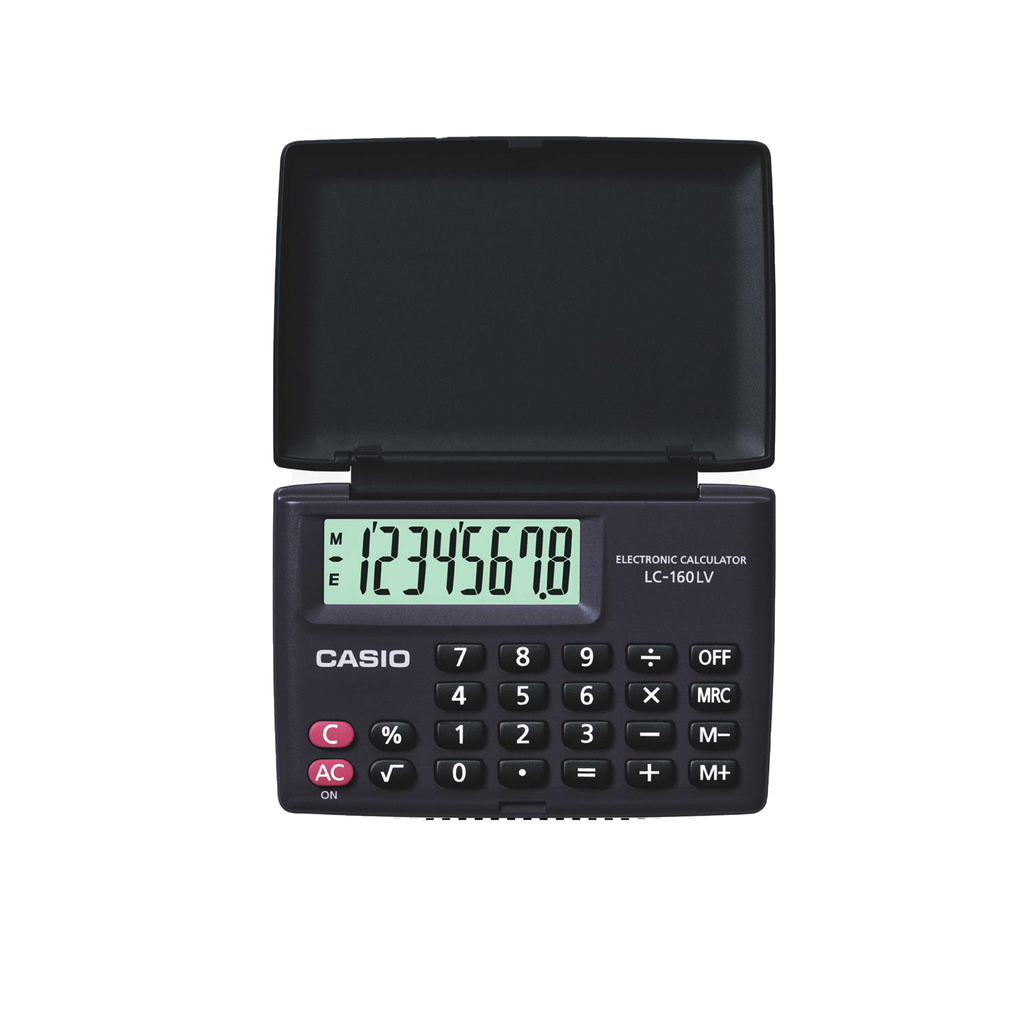 Casio LC-160LV-BK 8-Digit Practical Calculator Dual Leaf Type Portable Financial Tool with Extra Large Display