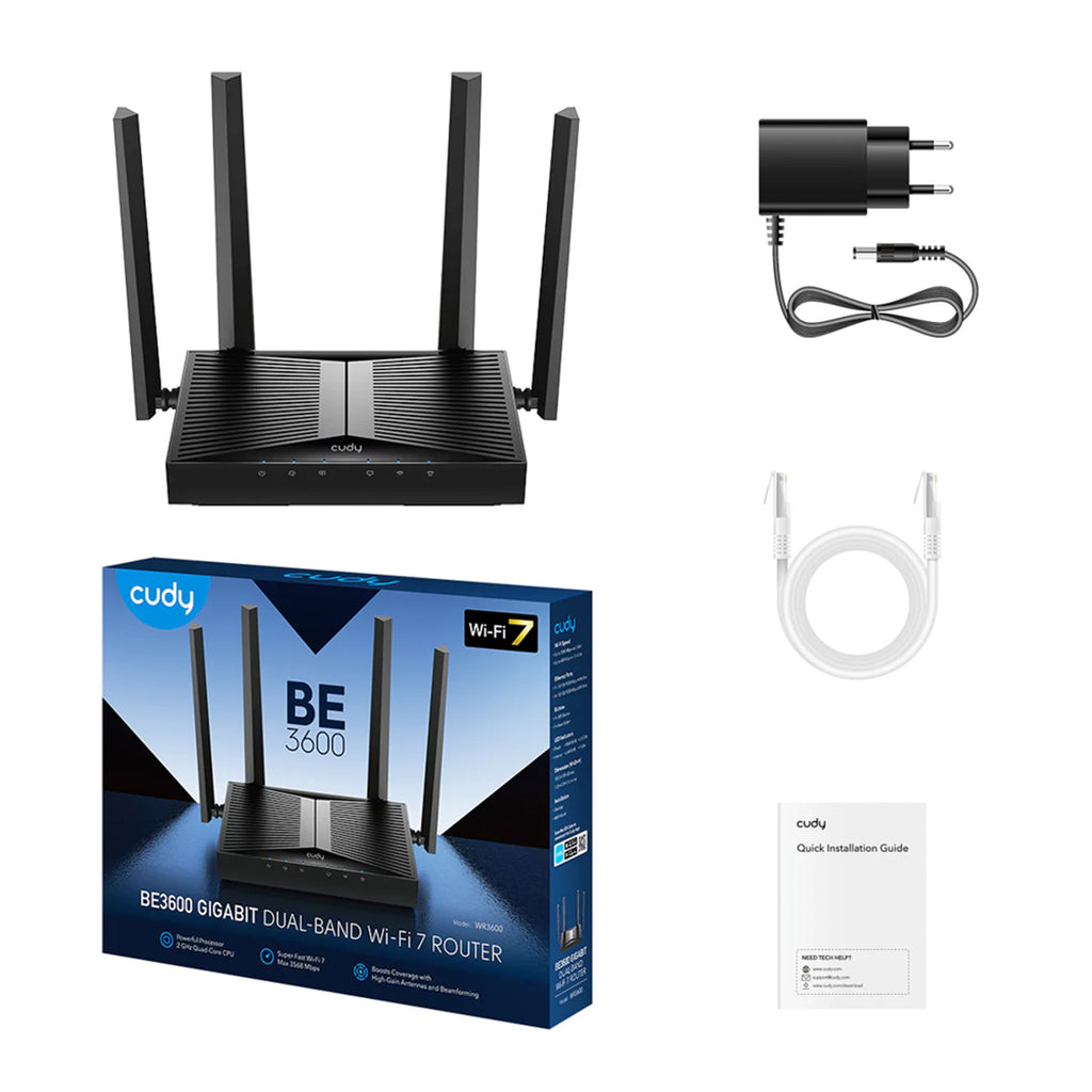 CUDY WR3600 BE3600 Gigabit Wi-Fi 7 Router – High-Speed Dual-Band Wireless Router for Home & Gaming