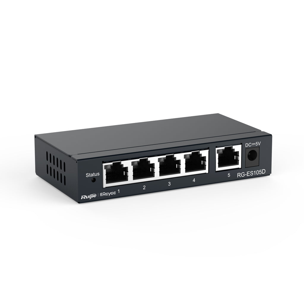 Reyee by Ruijie RG-ES105D 5-Port 10/100Mbps Unmanaged Desktop Switch Fast Ethernet Plug & Play Network Switch SOHO