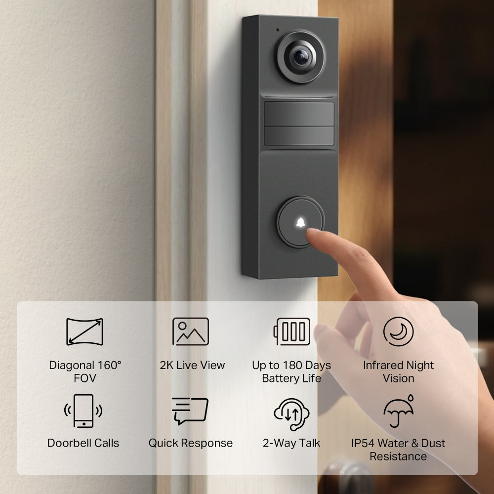 Tapo D205 2K Battery Video Doorbell – Wireless Smart Wi-Fi Door Camera with Motion Detection & App Alerts