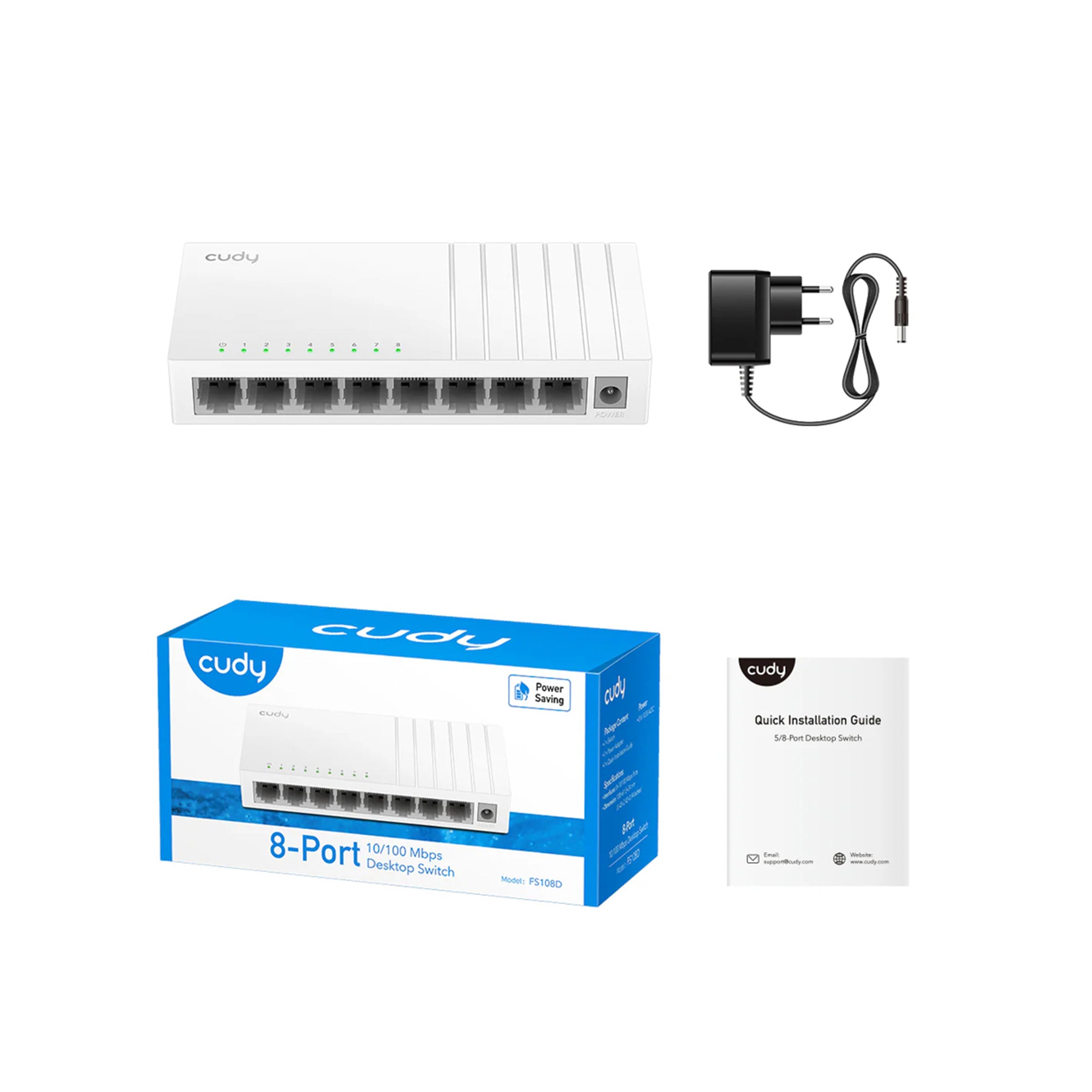 CUDY FS108D 8-Port 10/100 Mbps Unmanaged Switch – Fast Ethernet Plug & Play LAN Switch for Home & Office Network Expansion