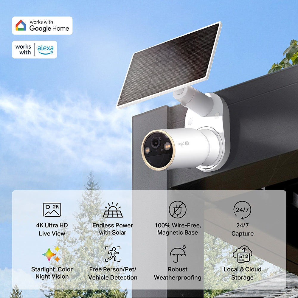 Tapo C460 KIT Solar-Powered Security Camera Kit – 4K Ultra HD Wireless Outdoor Smart Camera with AI Detection & Night Vision