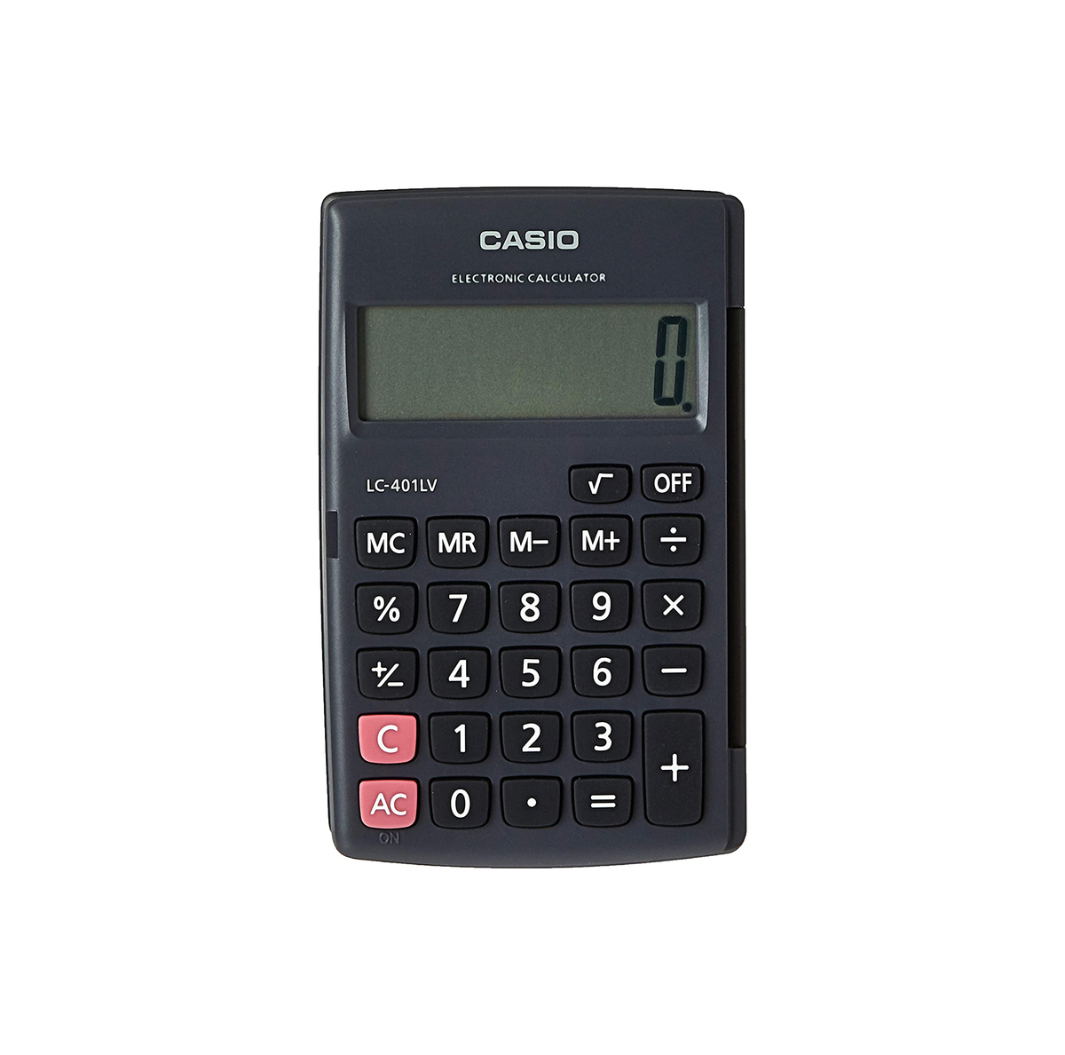 Casio LC-401LV-BK 8-Digit Practical Calculator Portable Type Extra Large Display Basic Financial Tool with Square Root Function