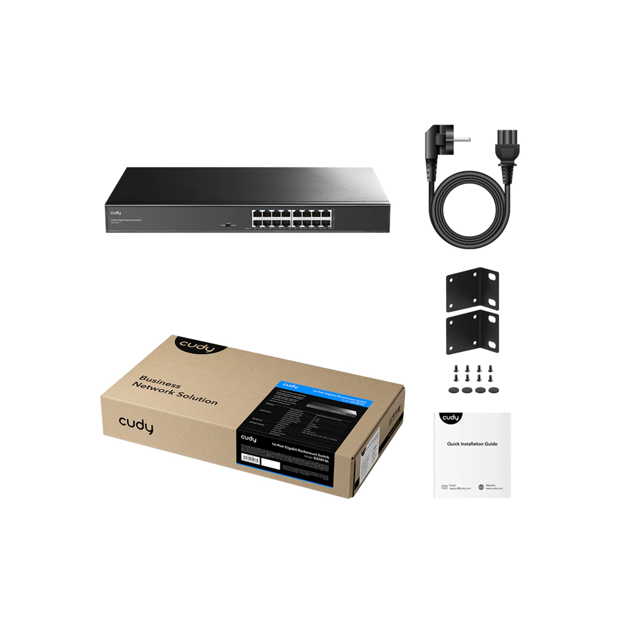 CUDY GS1016L 16-Port Gigabit Unmanaged Switch – Rackmount Metal High-Speed LAN Switch with VLAN, QoS & Extend Mode for Office & Enterprise Networks
