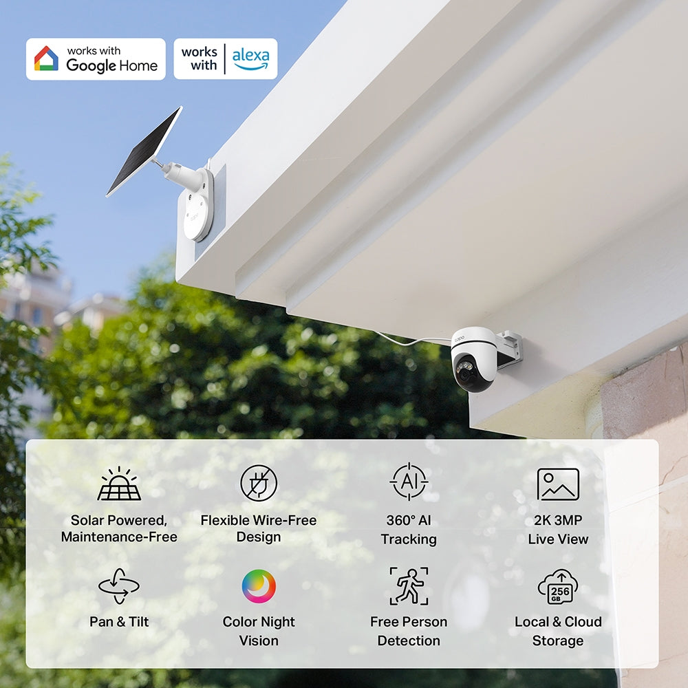 Tapo C610 KIT Solar-Powered Pan/Tilt Security Camera Kit – 2K Smart Outdoor Wi-Fi Camera with Solar Charging, Motion Tracking & Night Vision