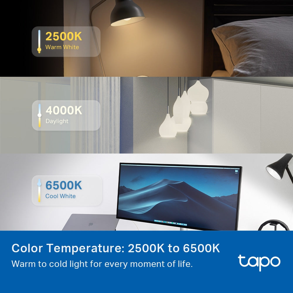 Tapo L430P Smart P45 Multicolor Light Bulb – RGB Wi-Fi LED Bulb with App Control, Voice Assistant & Dimmable Lighting