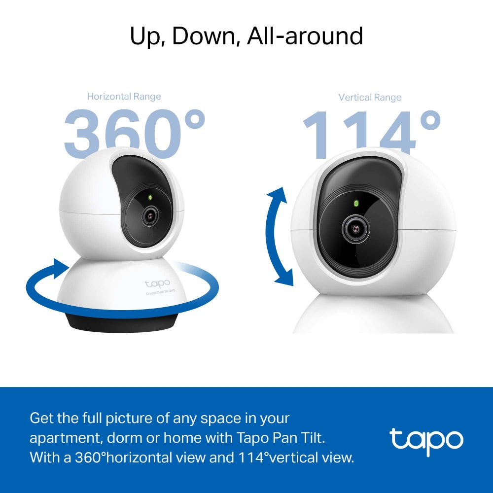Tapo C220 Pan/Tilt AI Home Security Wi-Fi Camera – 2K 4MP Smart Indoor Camera with 360° Coverage, AI Detection, Motion Tracking & Night Vision
