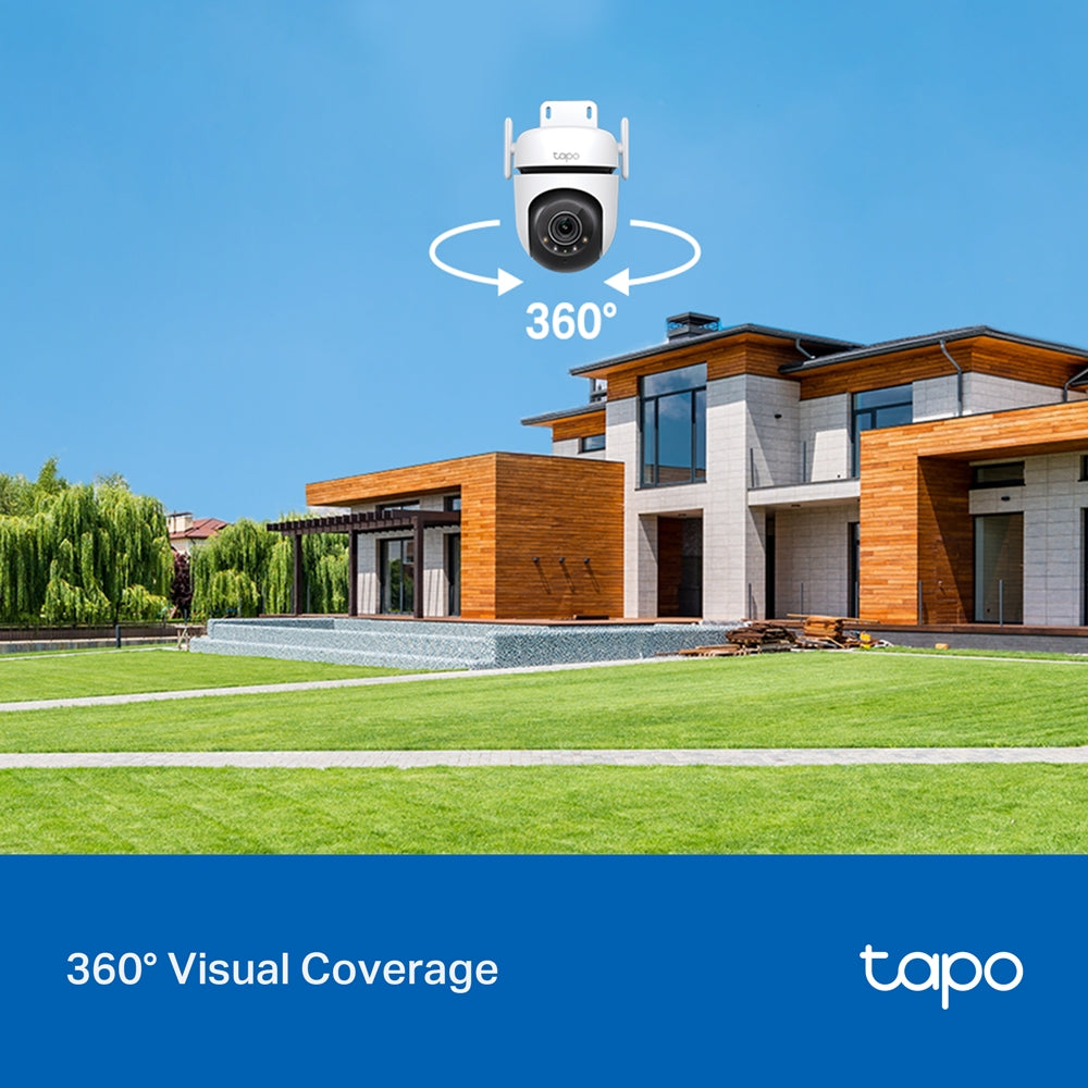 Tapo C520WS Outdoor Pan/Tilt Security Wi-Fi Camera – 2K QHD Smart Camera with 360° Coverage, Starlight Color Night Vision & AI Detection