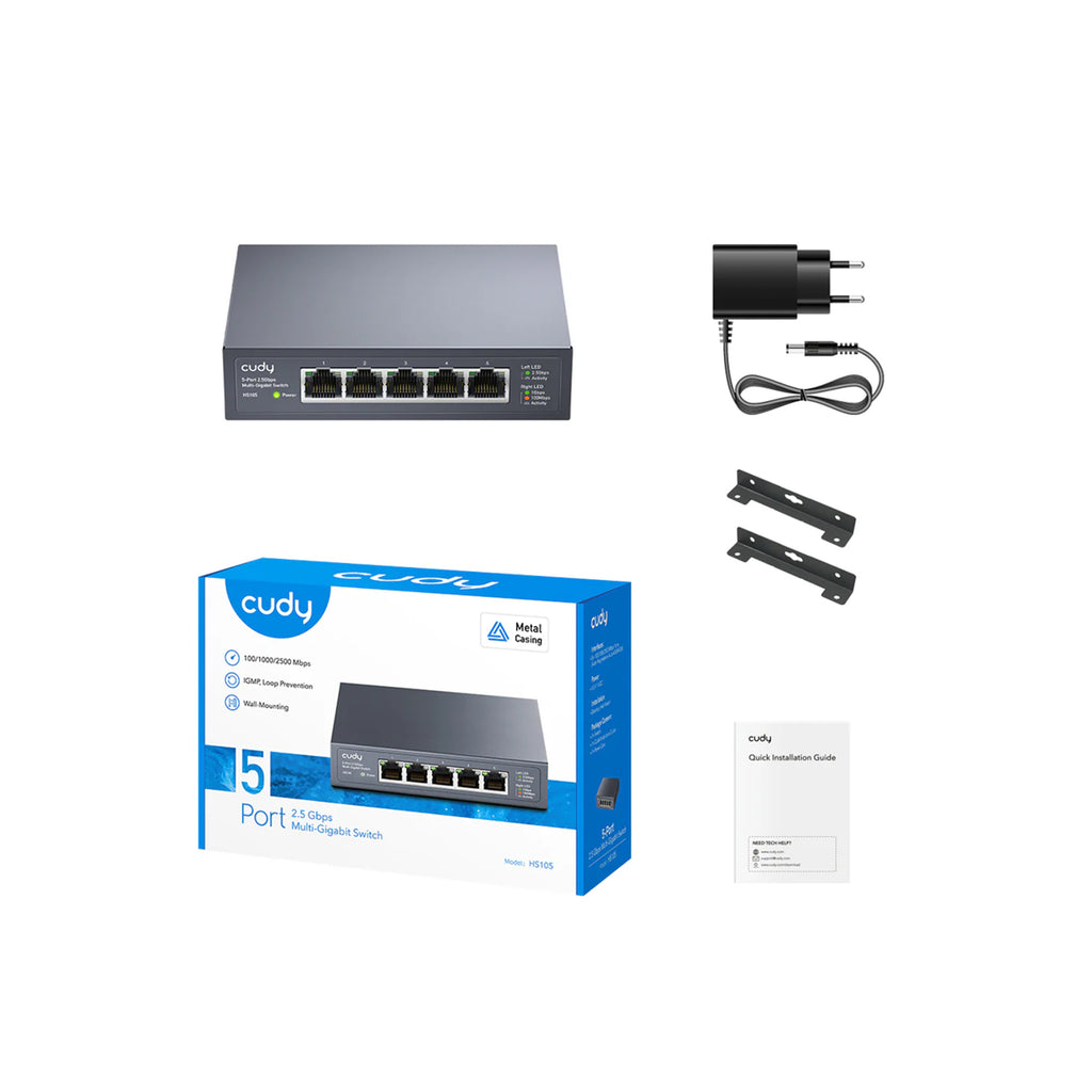 CUDY HS105 5-Port 2.5G Unmanaged Switch – High-Speed Metal Gigabit Upgrade Switch for NAS, Gaming & Home Office Network Expansion