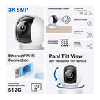 Tapo C232 Pan/Tilt AI Home Security Wi-Fi Camera – 3K 5MP Smart Indoor Camera with 360° Coverage, AI Detection, Motion Tracking & Color Night Vision