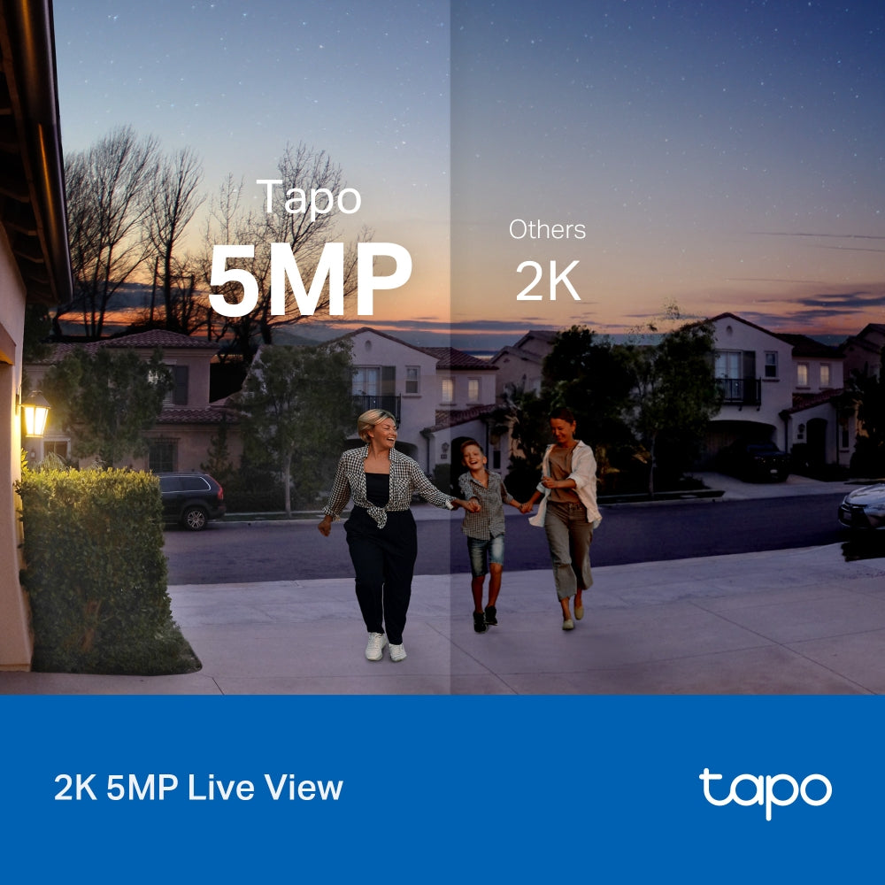 Tapo D130 Smart Wired Video Doorbell – 2K 5MP Ultra-Wide 180° View Door Camera with Color Night Vision, AI Detection & IP65 Weatherproof Design