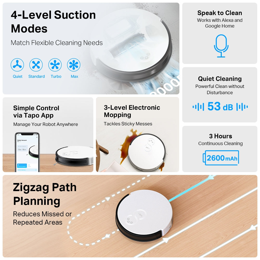 Tapo RV10 Robot Vacuum & Mop – Smart WiFi Cleaning Robot with Vacuum & Mopping Function