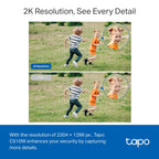 Tapo C510W Outdoor Pan/Tilt Security Wi-Fi Camera – 2K Smart Surveillance Camera with 360° Coverage, Color Night Vision & AI Detection