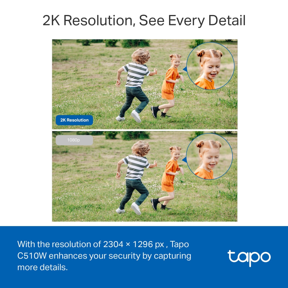 Tapo C510W Outdoor Pan/Tilt Security Wi-Fi Camera – 2K Smart Surveillance Camera with 360° Coverage, Color Night Vision & AI Detection