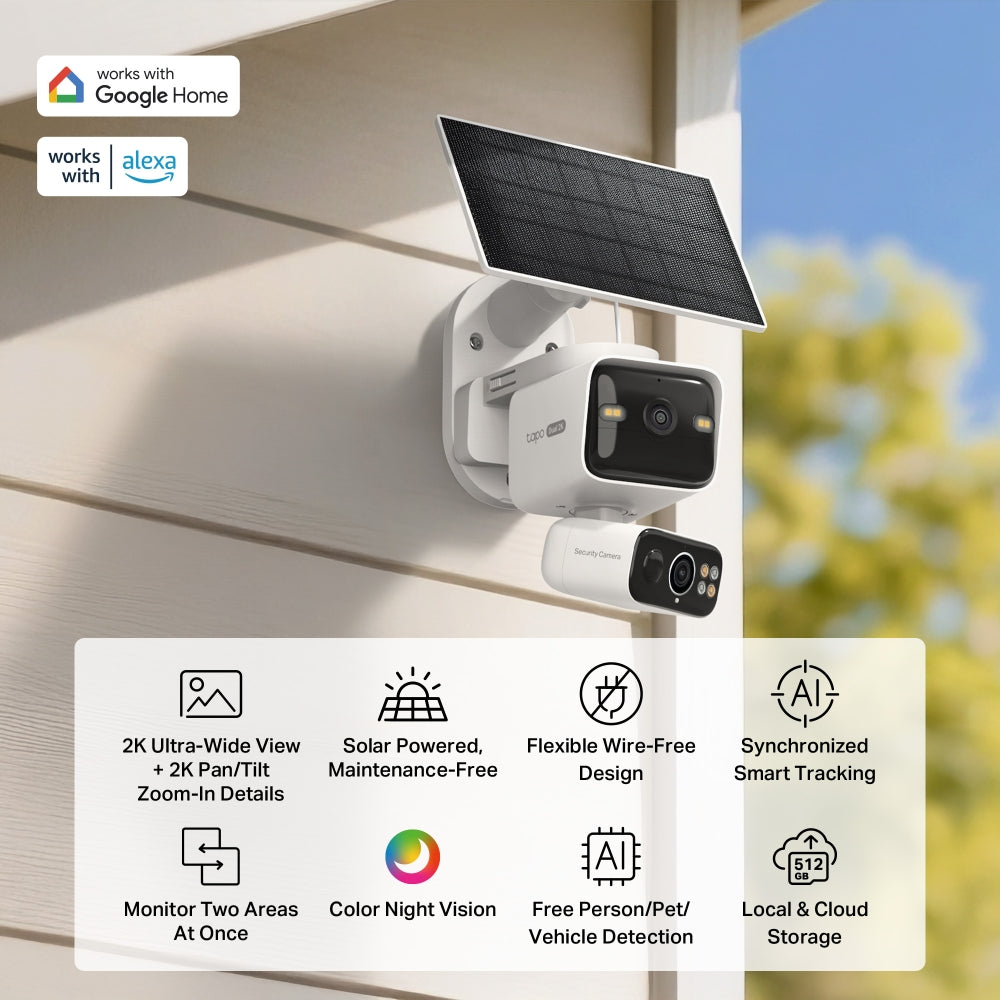 Tapo C645D KIT Solar-Powered Dual-Lens Pan/Tilt Security Camera – 4G LTE & Wi-Fi Outdoor Smart Surveillance System