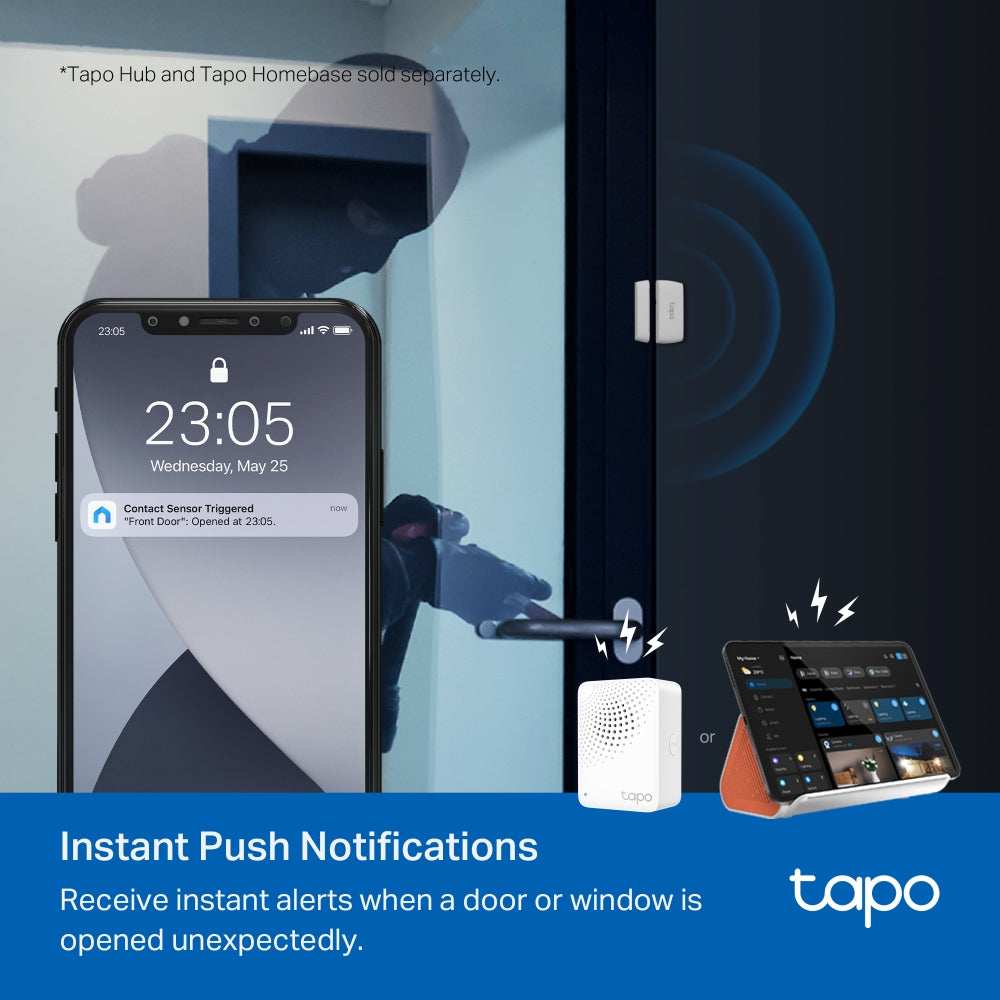 Tapo T110 Smart Contact Sensor – Door & Window Security Sensor with Real-Time Monitoring & Instant Alerts