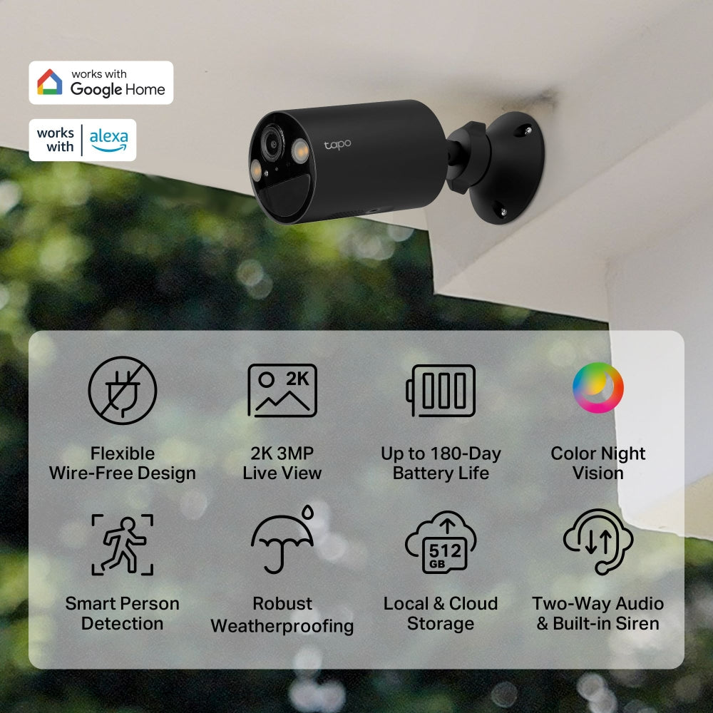 Tapo C411 Battery-Powered Outdoor Security Camera – 2K Wire-Free Smart Wi-Fi Camera with AI Detection, Color Night Vision & 180-Day Battery Life
