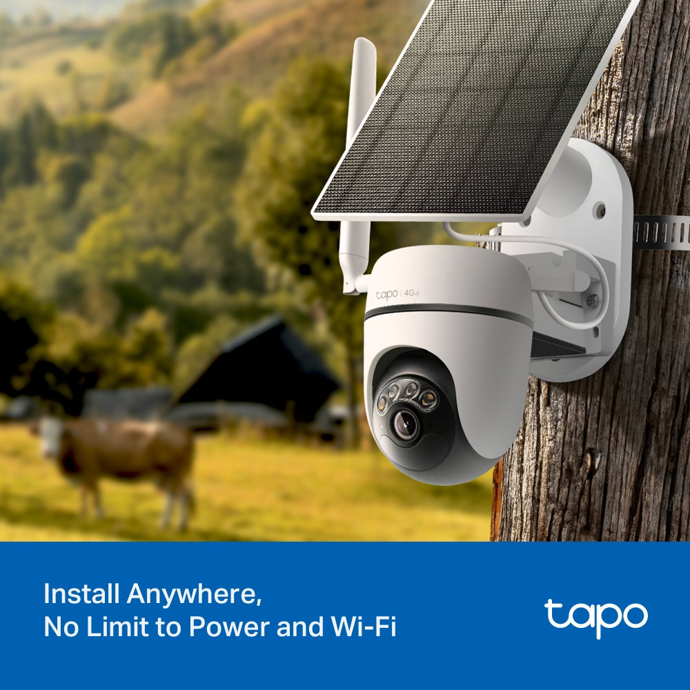 Tapo C615G KIT Solar-Powered Pan/Tilt 4G LTE Security Camera Kit – Wireless Outdoor Smart Surveillance Camera with AI Detection