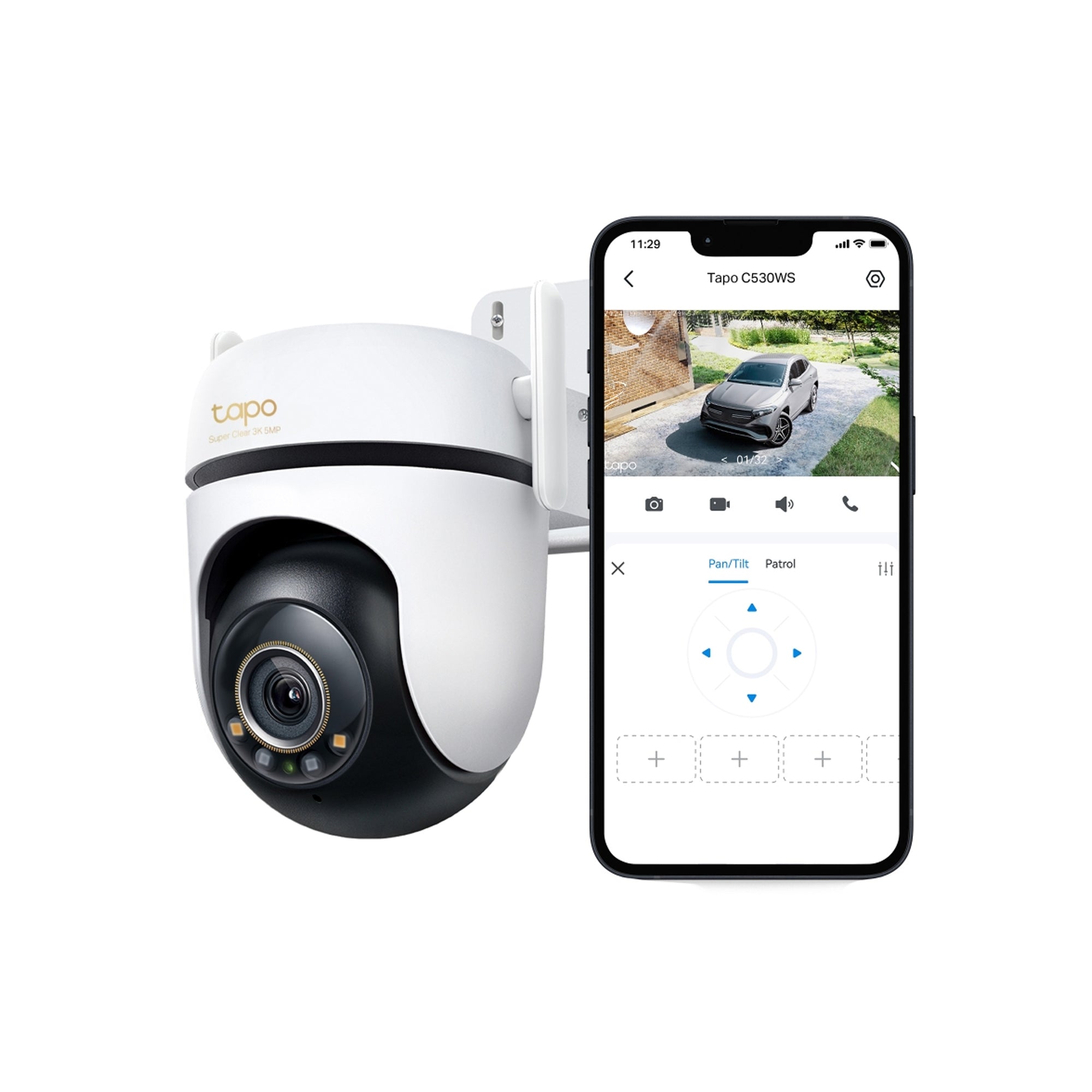 Tapo C530WS Outdoor Pan/Tilt Security Wi-Fi Camera – 3K Smart 5MP 360° AI Surveillance Camera with Color Night Vision